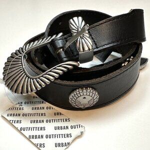 NWT Urban Outfitters Western Belt L Black Leather Studded Southwestern Cowgirl